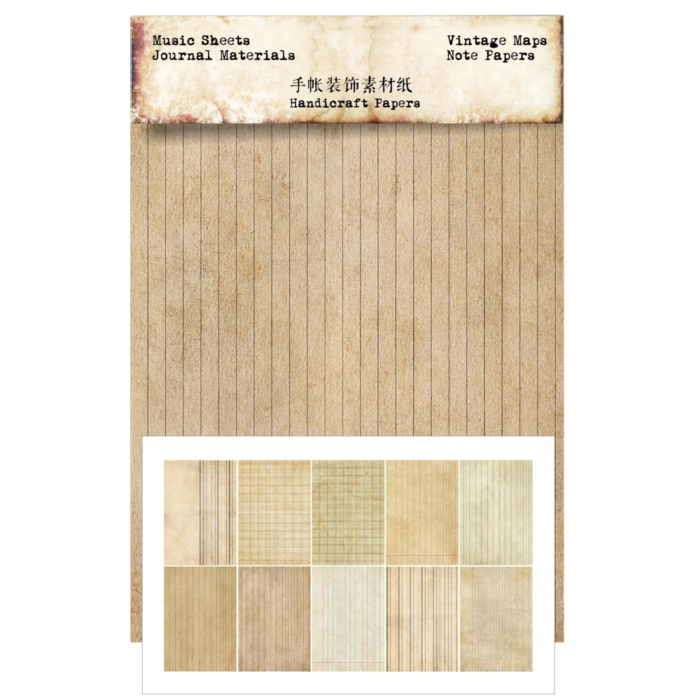 10sheets Vintage Note Paper Coffee Stains Yellowing Material Junk