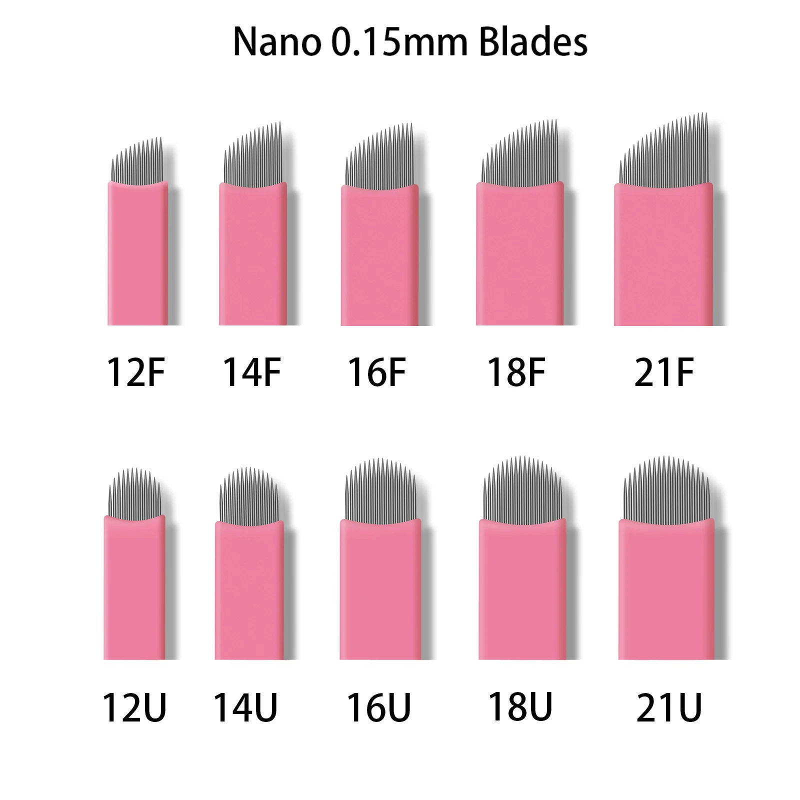 50pcs box pink 0 15mm microblading u shape needles permanent makeup eyebrow tattoo manual nano blades needles 50pcs/Box Pink Nano Blades Thin 0.15mm Microblading Flex U Shape Needles Permanent Makeup 3D Embroidery for Tattoo Manual Needle