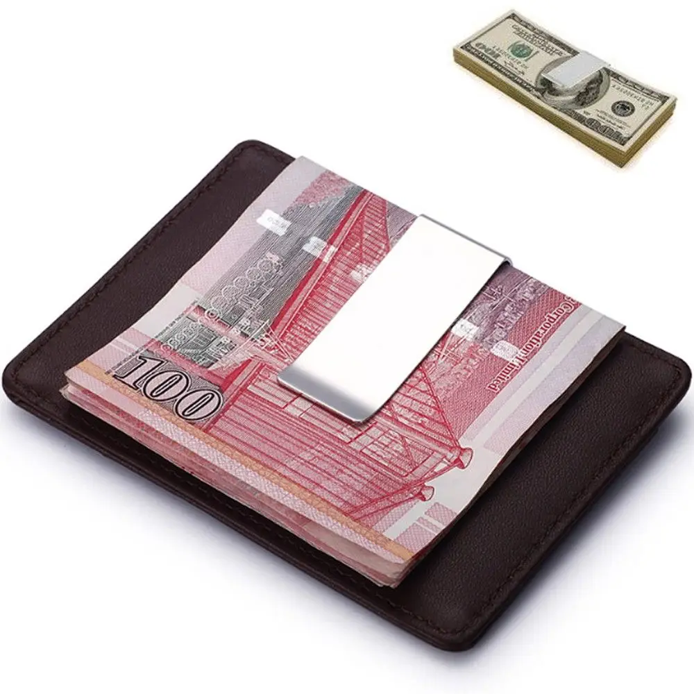 Vintage Solid Brass Money Clip Wallet Thickness Metal Men Cash Bill Clamp Holder ID Credit Card Folder For Male Mini Purse 4