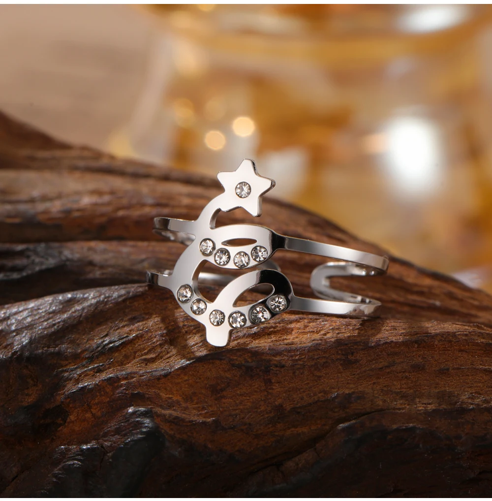 COOLTIME Weihnachtsbaum-Ring für Frauen, Edelstahl, offen, Geburtstagsgeschenk, Ring, Schmuck, Großhandel, Neu – Detail 7