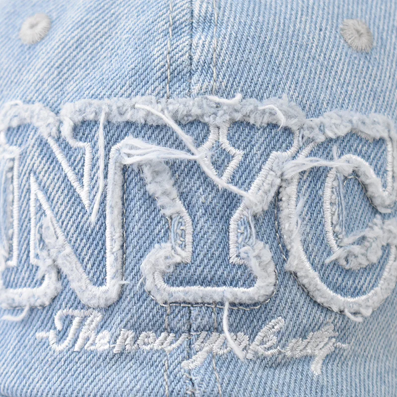 [JILLSTUART]★NEW YORK JEANS EMBROIDERED BALL CAP New York Embroidered Baseball Cap Washed Denim Cap (Black