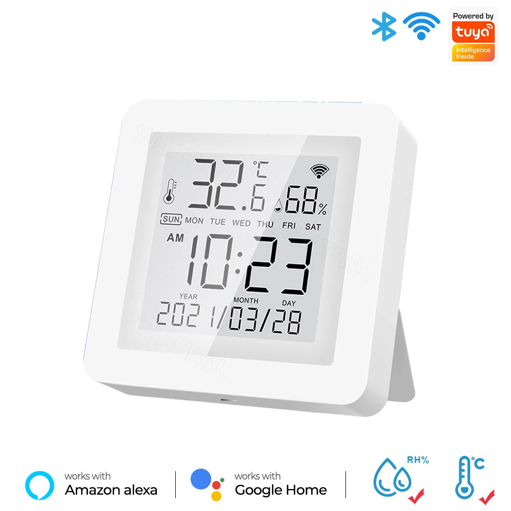 Tuya WIFI Temperature And Humidity Sensor Indoor Hygrometer Thermometer  With LCD Display Support Alexa Google Assistant - AliExpress