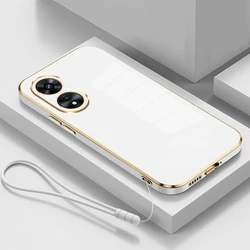 Luxury Square Plating ShockProof Soft Silicone Phone Case - Stylish and Protective Back Cover for OPPO F23 (Gs6D White)