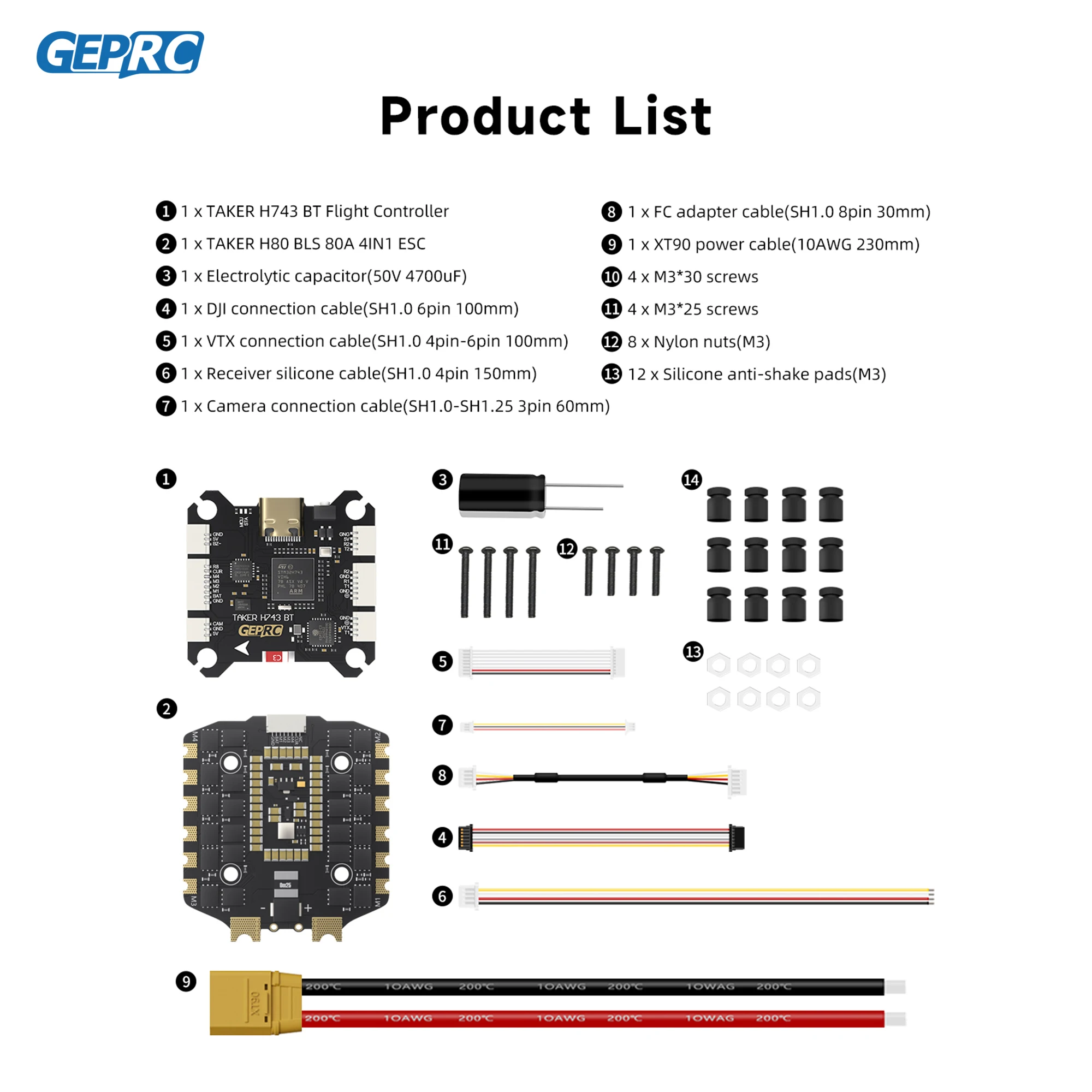 GEPRC TAKER H743 BT 8Bit 80A STACK 80A 4IN1 ESC Dual Gyro 512MB Black Box Data Analyze Record Flight Barometer Racing FPV Drone thumbnail 6