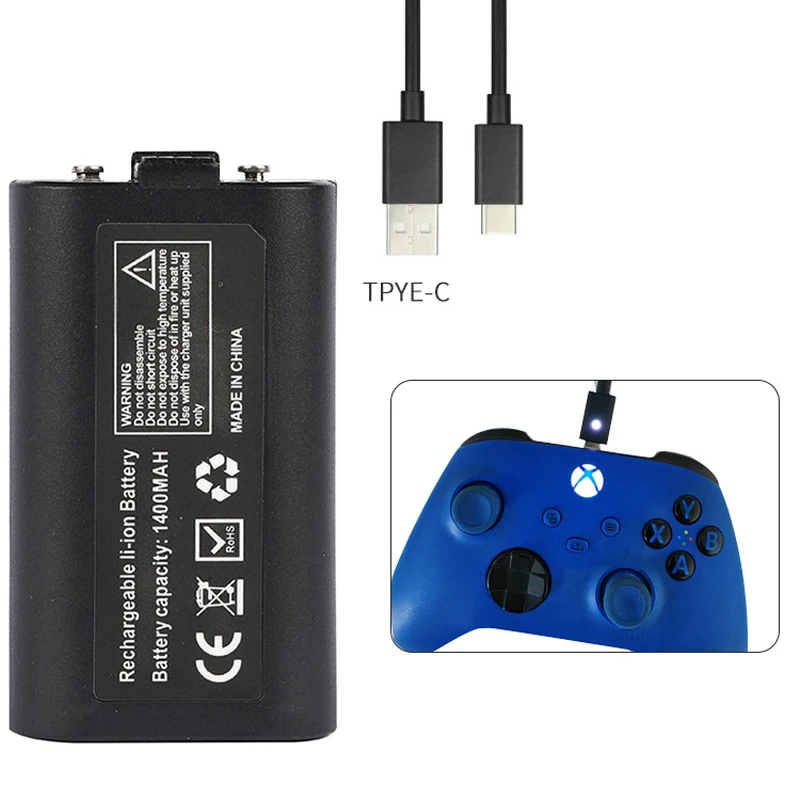 

1400mah Rechargeable Battery Pack + USB Charging Cable for XBOX SERIES S/X, XBOX ONE S/X Wireless Gamepad Controller Batteries