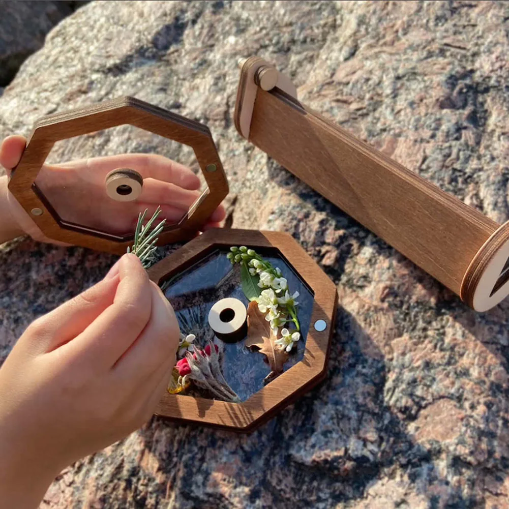 Wooden DIY Kaleidoscope Outdoor Education Creative Children Classic Toy Nature Lovers Learning Supplies Parent-child Interactive