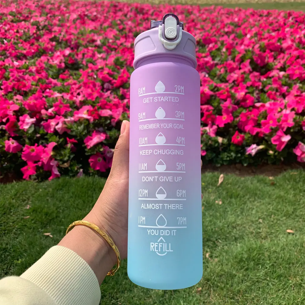 Water Bottle Motivational Drinking Bottle Sports Water Bottle With Time  Marker Portable Reusable Plastic Cups Outdoor Travel Gym