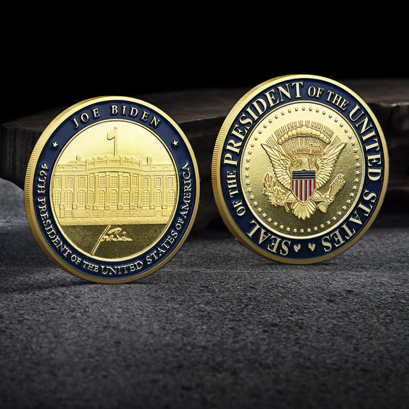 

The White House Gold Coin Souvenir Gifts 46th/ 45th President of U.S. Joe Biden/ Donald Trump Gold Plated Commemorative Coins