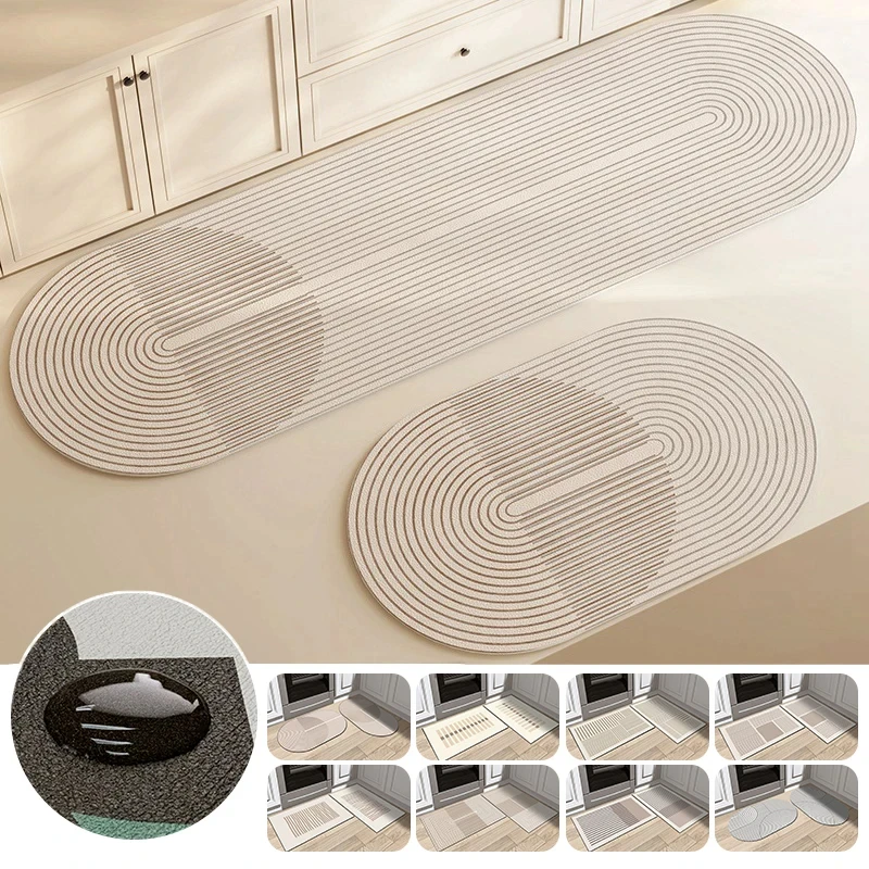 Super Absorbent Kitchen Floor Mat Long Diatomite Kitchen Rug Soft Washable Carpets Anti Slip Bathroom Entrance Doormat 주방매트