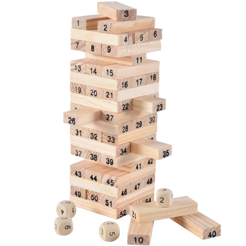 54PCS Wooden Stack High Game Blocks Toy Classic Balance Brain Game Toy Intelligence Educational toys For Kids Children Boy Gift - 5