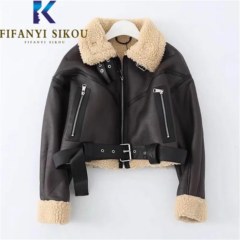 short-pu-leather-jacket-women-winter-thick-warm-lambswool-coat-belt-zipper-fashion-spliced-motorcycle-faux-leather-jacket-female
