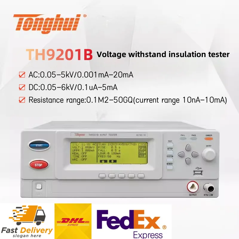 Tonghui TH9201B AC/DC Выдерживает напряжение и изоляцию тестер 240x64 точечная матрица Графический ЖК-дисплей тестер Hipot