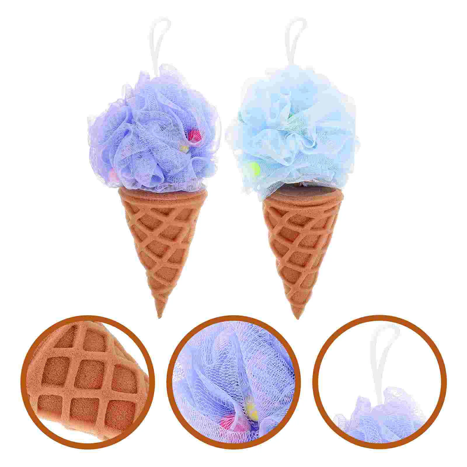 2 Pcs Scrub Ball Pouf Baby Toy Tubs Poufs or Shower Sponge Accessory