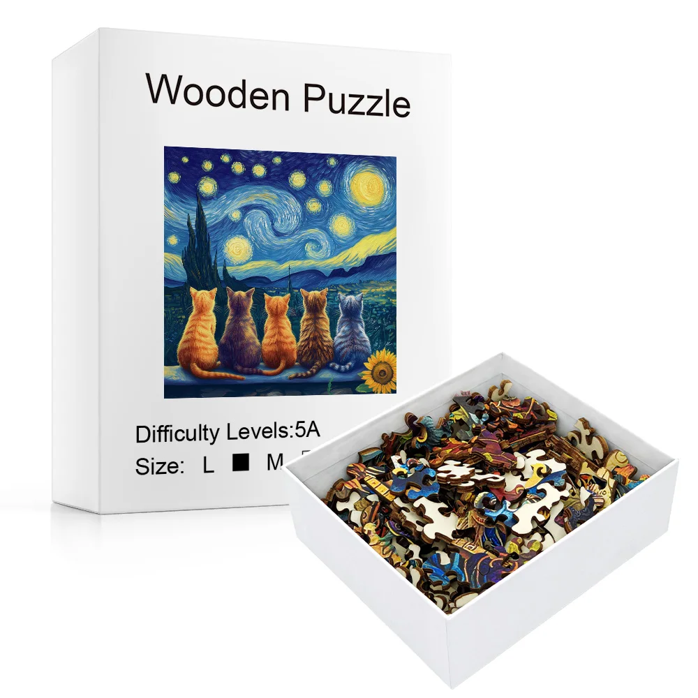 Wooden Jigsaw Puzzles A Starry Sky Cat Wooden Puzzle For Adults