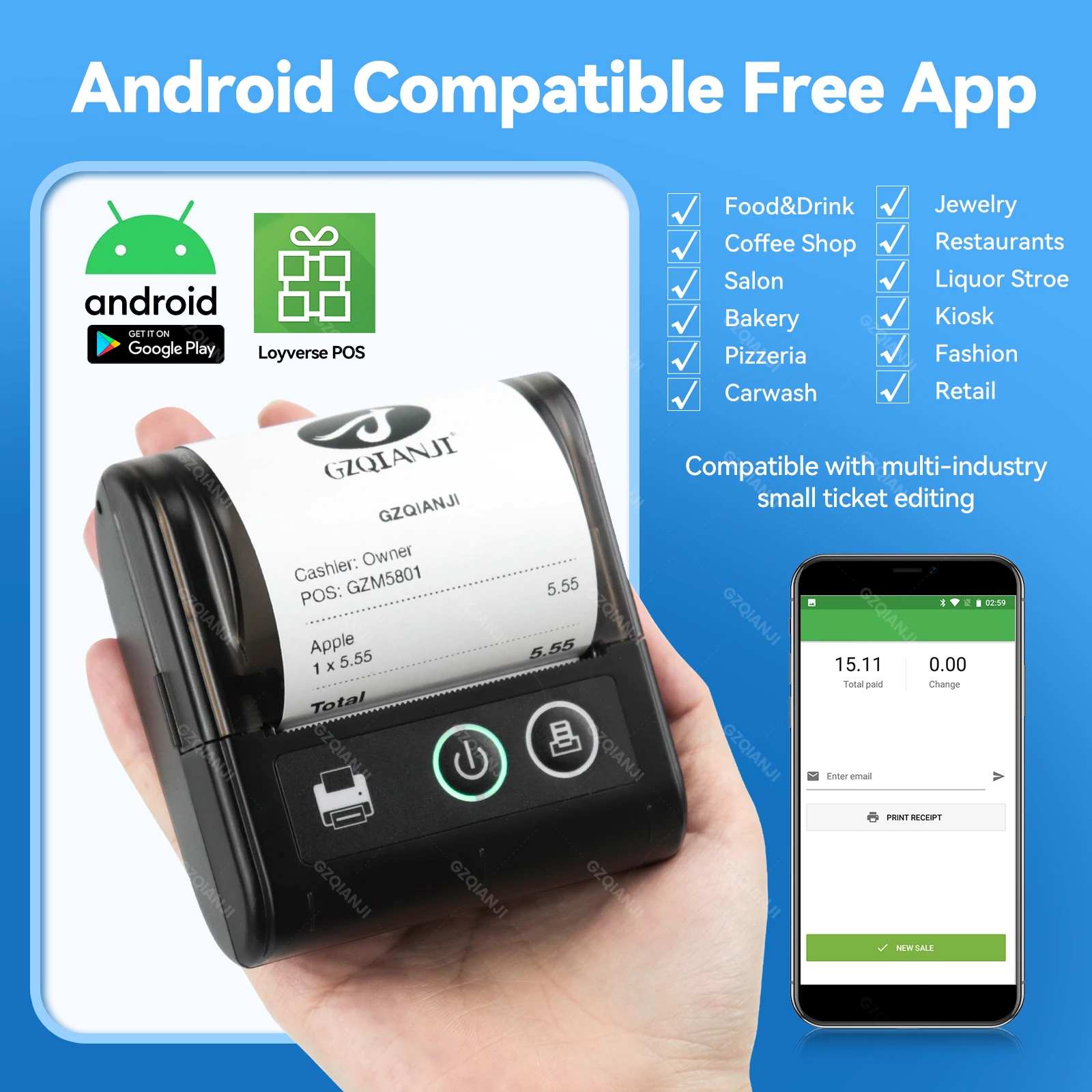 58MM Mini Pocket Thermal Receipt Printer Mobile Portable Ticket Bill Wireless Bluetooth USB Thermal POS Printer PC Android IOS