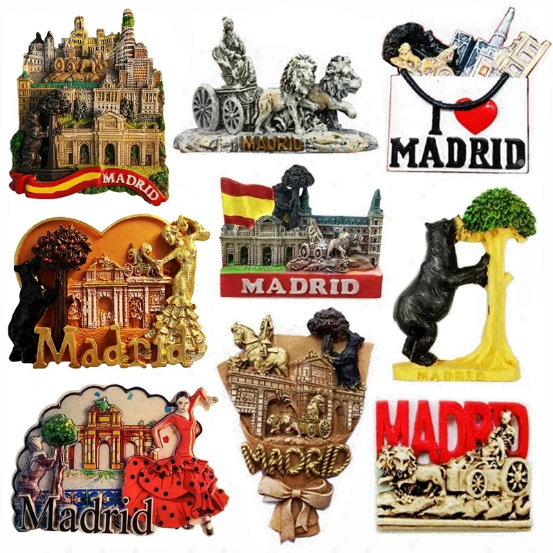 

Spain Madrid Strawberry Tree Bear Dancer 3D Resin Fridge Magnets Spain Tourism Souvenirs Refrigerator Magnetic Sticker