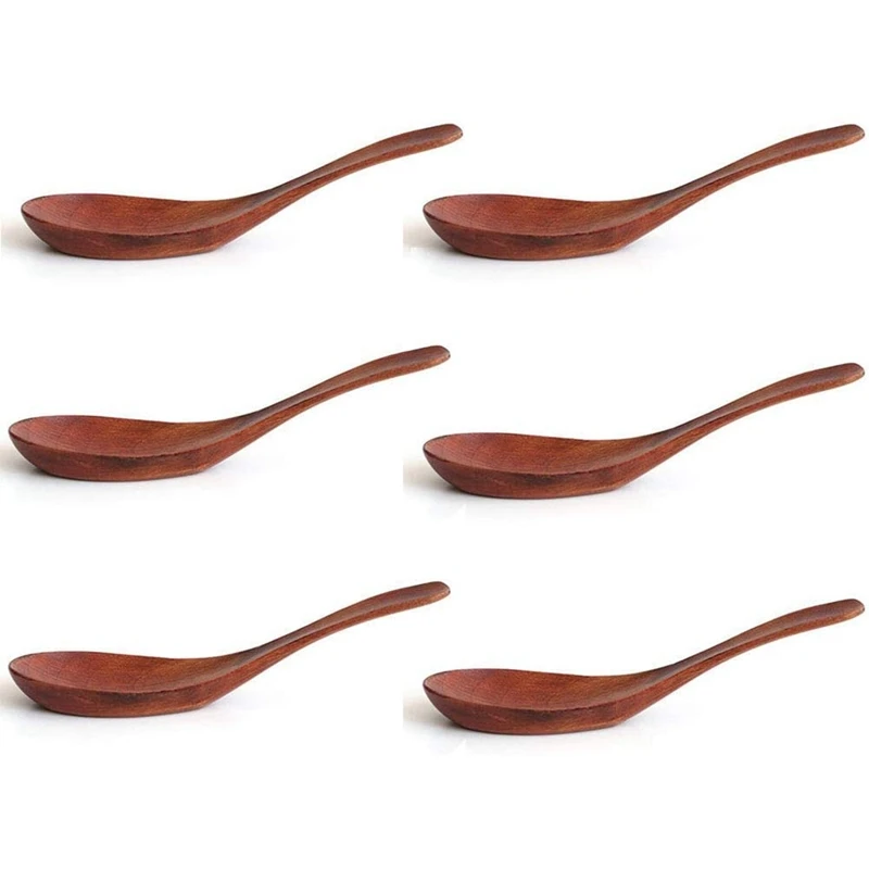 

Soup Spoons, Wooden Spoons,Environmental Protection Tableware,6 Pieces