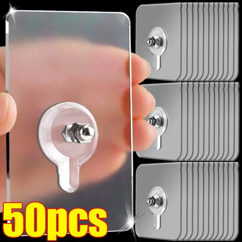 Multifunctional Hooks Self Adhesive Wall Hooks Self Adhesive Hooks Kitchen Hook Wall Nail Adhesive 50/1Pcs Self-Adhesive Hooks