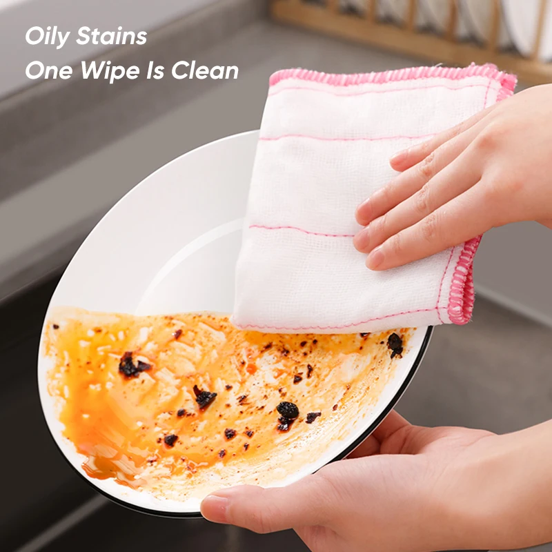 Kitchen Towel 8 Layers Microfiber Cleaning Cloth Scouring Pad 30cm