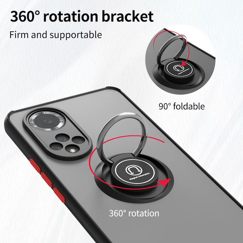 Matte Silicone Phone Cover with Auto Focus & Finger Ring Holder
