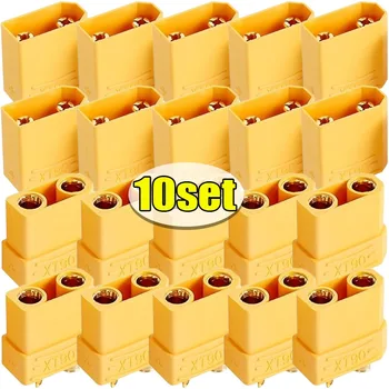 ชุดขั้วต่อแบบหัวกระสุน XT90 ตัวผู้และตัวเมีย 1/10 ชุด สำหรับแบตเตอรี่ลิโพ RC มอเตอร์ อะแดปเตอร์แบบหัวกล้วย ตัวผู้และตัวเมีย สายชาร์จในบ้าน 1