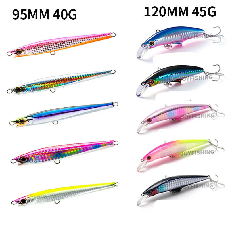 

10pcs Sinking Fishing Minnow Set 120mm 45g/95mm 40g Heavy Minnow Wobbler Fishing Trolling Isca Pesca Hard Bait