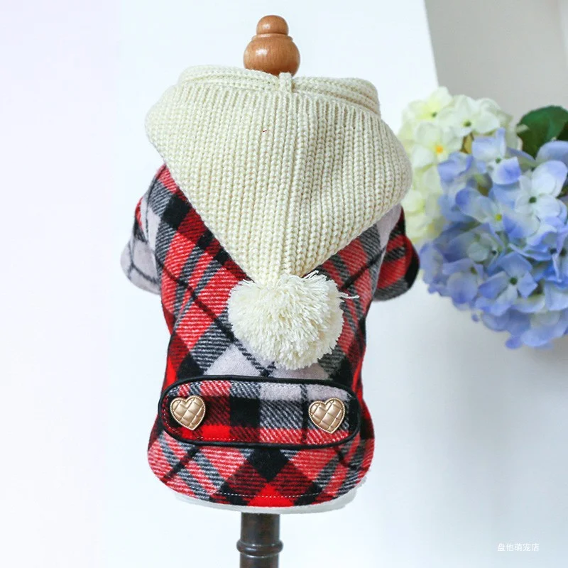 1PC Pet Clothing Cat Winter Plush Thickened Ball Hat Cotton Coat Windbreaker Suitable for Small and Medium Dogs pet jacket