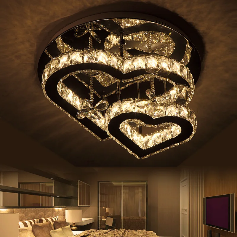

Modern Crystal Ceiling Lamp Lustre in Living Dining Room Bedroom Hallway Stainless Steel LED Home Decor Indoor Lighting Fixture