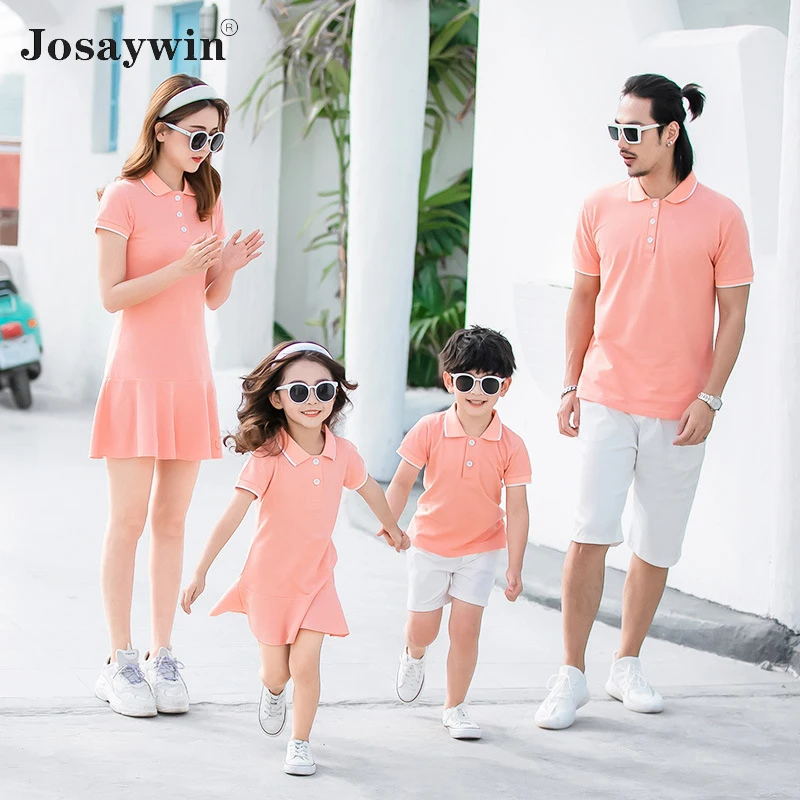 Josaywin-Ensemble de vêtements de famille pour mère et enfant, t-shirt polo  pour fille et père, tenues parent-enfant, vêtements d'été - AliExpress