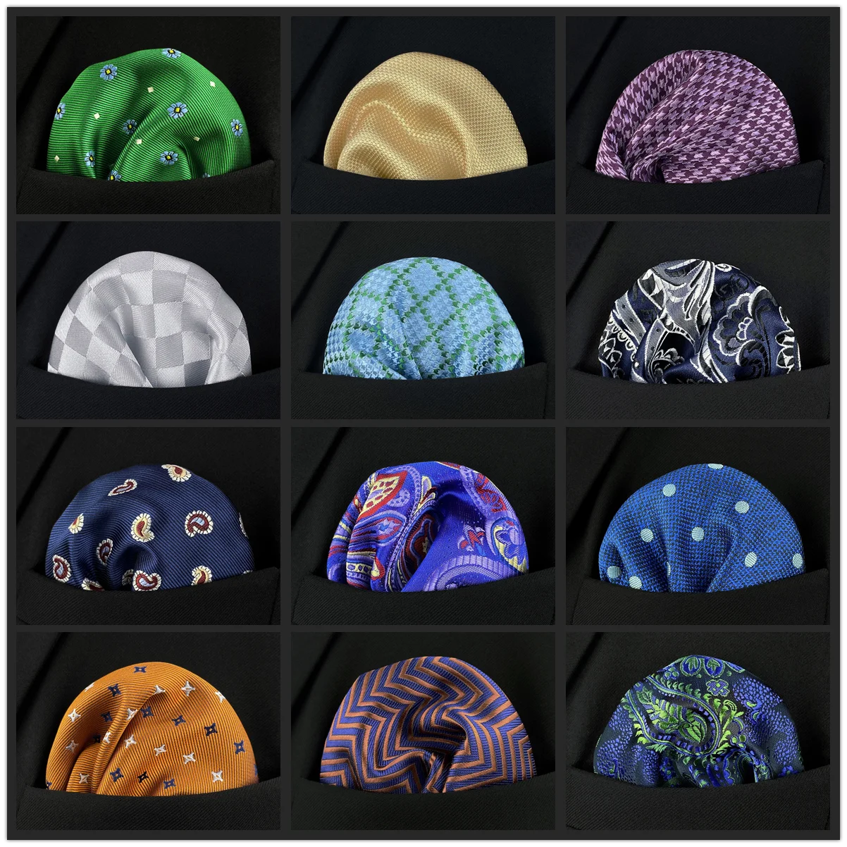 Pocket Square Mini Handkerchief NEW Mens Pocket Square Colorful Dots Crimson Business Multicolor Classic Suit Gift Striped Handkerchief Acceossories