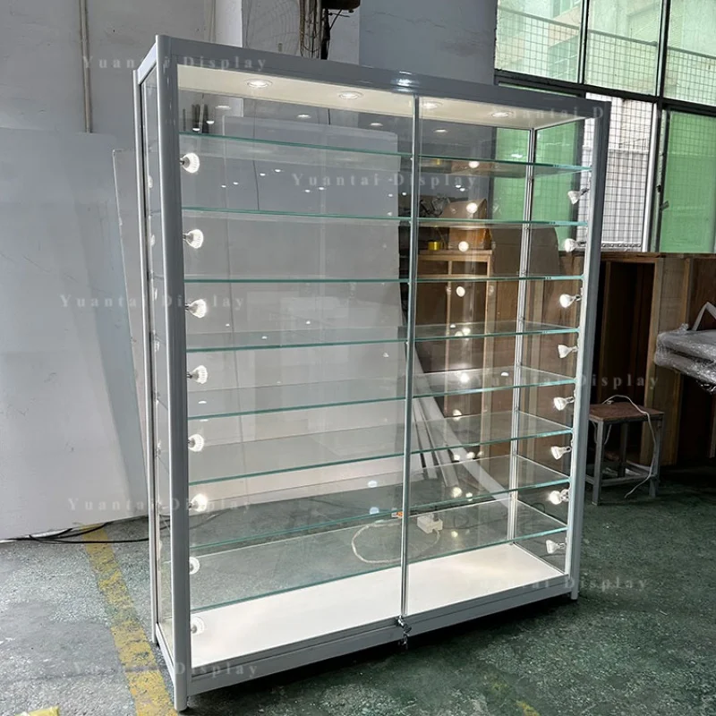 커스텀 쥬얼리 유리 디스플레이 쇼케이스 캐비닛 알루미늄 가구, 부티크 상점용 LED 조명, 공장 직접 판매