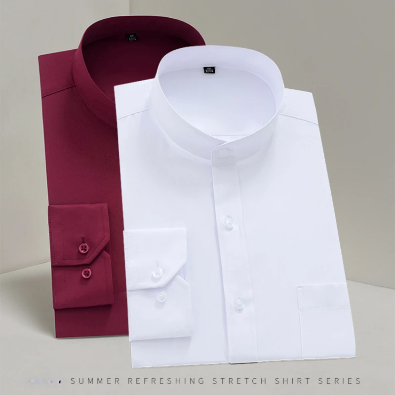 

Men's Classic Standard-fit Dress Shirts Long SleeveFormal Business Social Simple Basic Design White Work Office Casual Shirt
