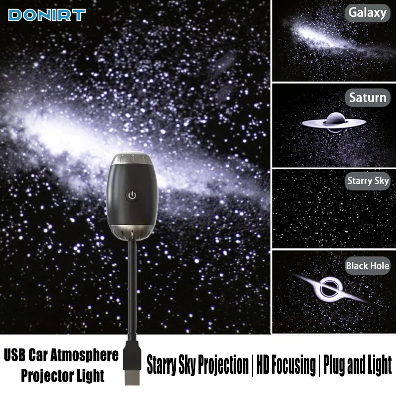 USB 자동차 분위기 프로젝터 라이트 자동차 실내 무드등 LED 별빛 파티 장식 로맨틱 토성 은하수 라이트