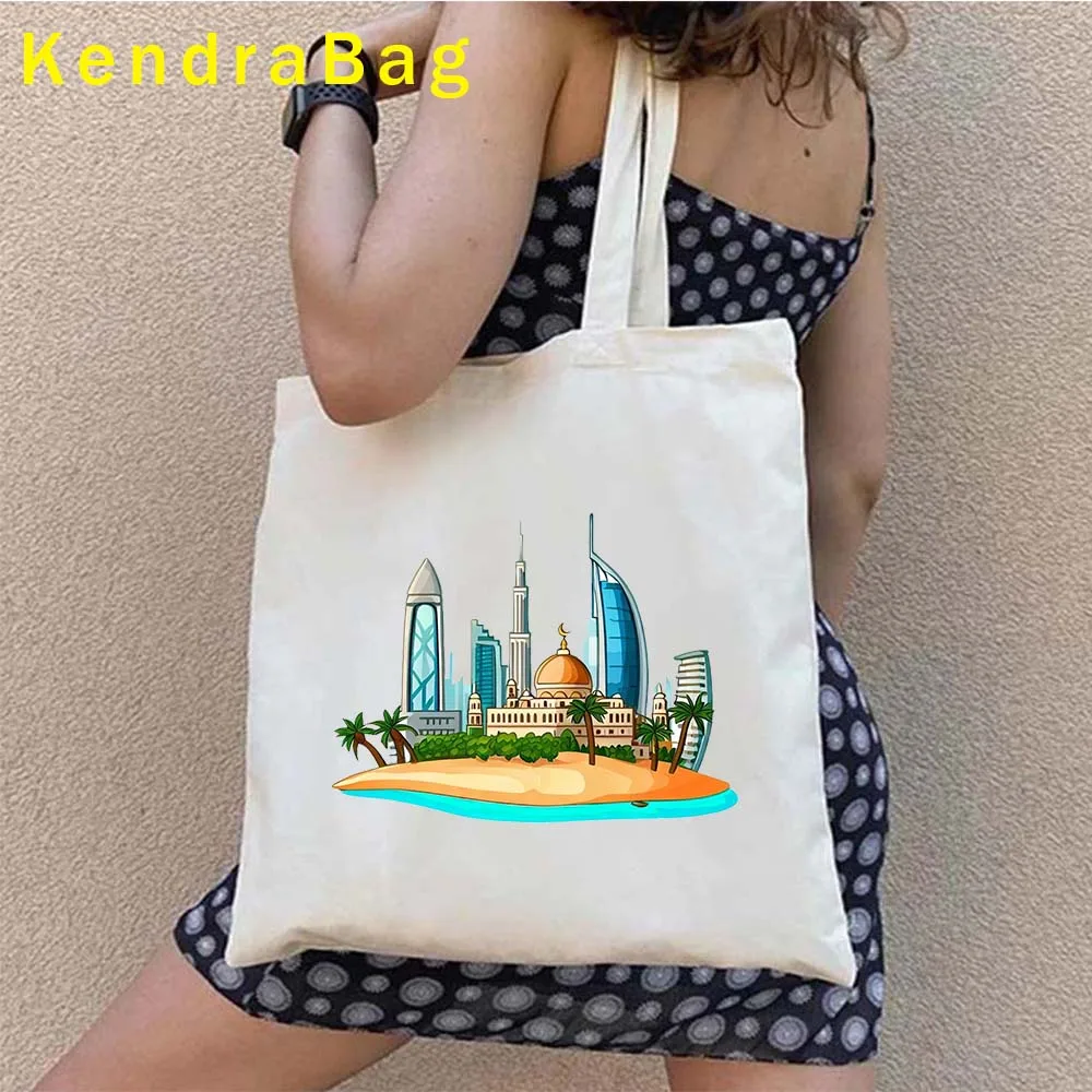 Ladies Handbag Aesthetic Coat of Arms UAE Burj Khalifa Dubai United Arab Emirates TOUR Letter Travel Skyline Heart Map Tote Bag Shopper Handbag ladies handbag,canvas bag