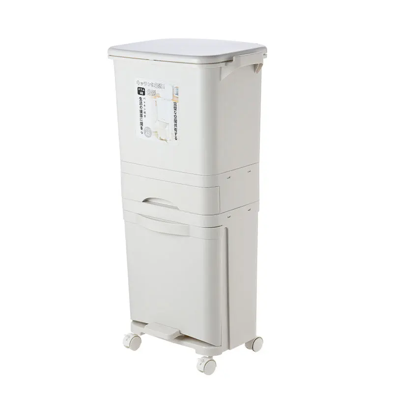 Household Kitchen Classification Trash Cans Wholesale Kitchen Waste Dry And Wet Separation Pedal Movable Press