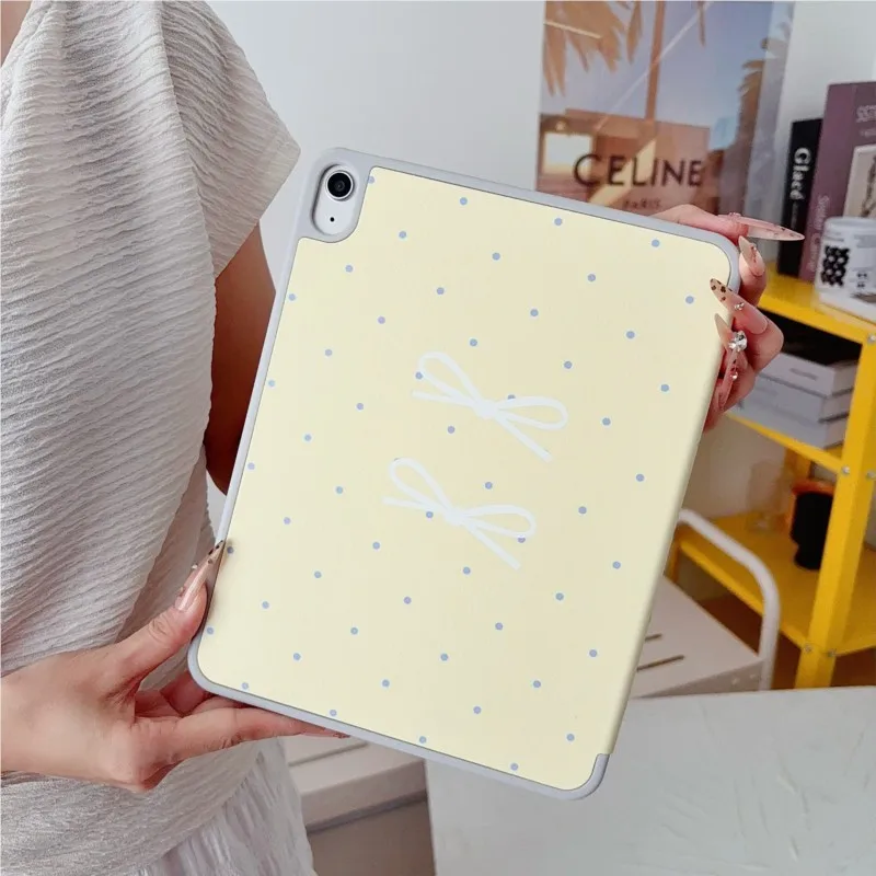 3D Minimalist Bow Polka Dots Cute Sweet Tablet Case Cover