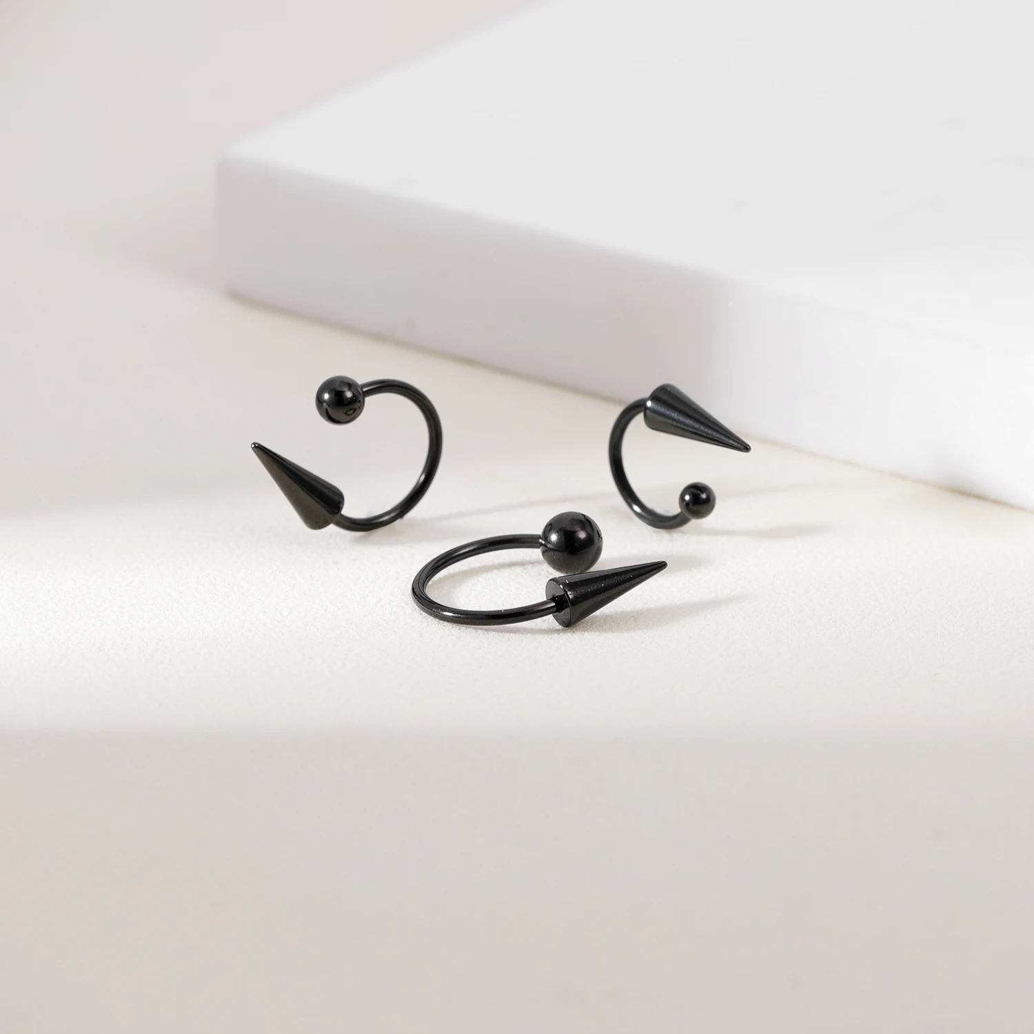 ZS 1PC 16G Lange Spike Nasenring Edelstahl Septum Piercings Kegel Monroe Labret Körper Piercing Schmuck Punk Schwarz Septum Ring – Detail 13
