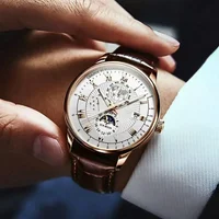 2024 mode hommes montre haut tendance luxe Sport montre pour homme étanche lumineux en cuir Date montres à Quartz homme horloge 2