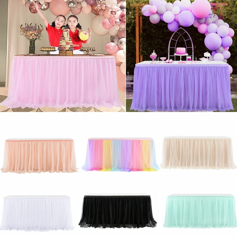 Faldas de mesa tul para cumpleaños, faldas 183x77cm fiesta de boda, tutú de mesa, Baby Shower, fiesta de boda, decoración del hogar|Faldas de mesa| - AliExpress