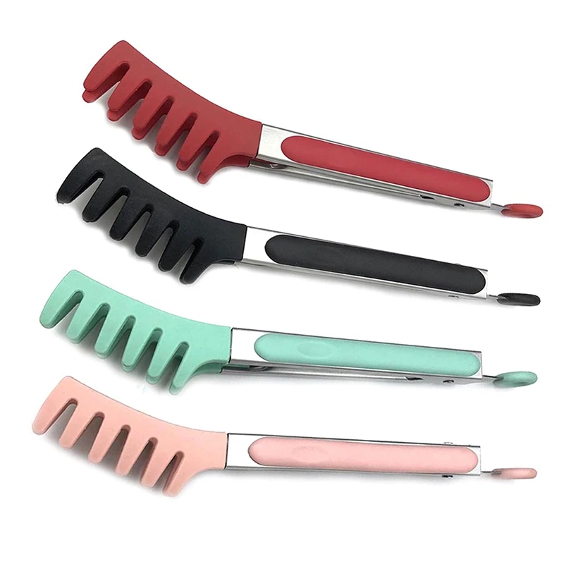 Household Pasta Clips Noodles Silicone Spoons Stainless Steel Portable Spaghetti Tong