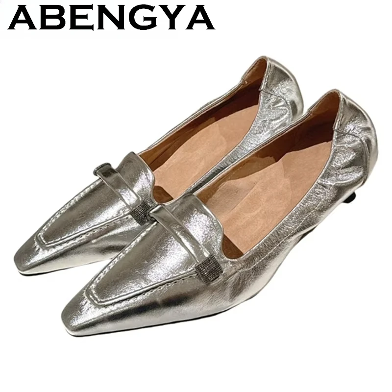 Summer Pointed Toe Kitten Heels Pumps Women Suede Leather String Bead Slingbacks Sandals Fashion Party Dress Shoes Mujer