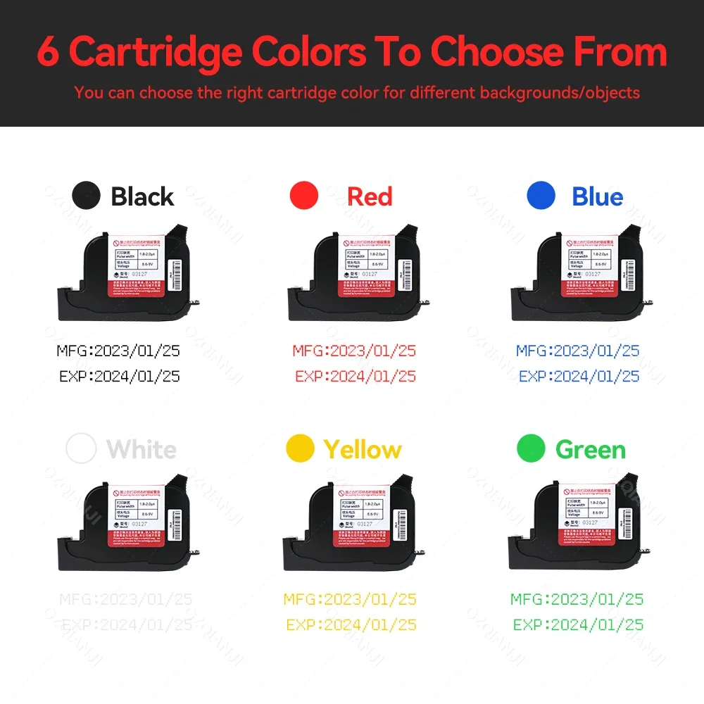Thermal Inkjet Printer Cartridge Thermal Inkjet Printer Cartridge 6 Colors Refillable ink Compatible With Handheld/Desktop Inkjet Printers Fast Dry Replacement