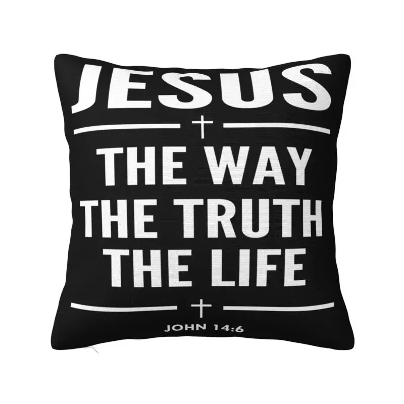 

Jesus The Way The Truth The Life Cushion Cover Religion Cross Christian Faith Soft Nordic Pillows Decoration Salon