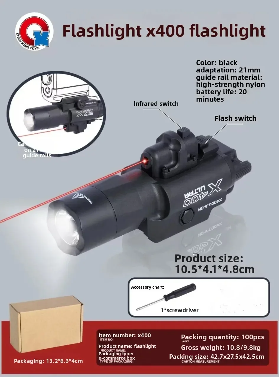 X400U Zwei-in-eins-Taschenlampen-Laserpointer mit hoher Intensität: Passend für 20-mm-Schiene, für Spielzeug-Airsoft-Waffen, Jagd, CS-Matches und Spiele – Detail 1