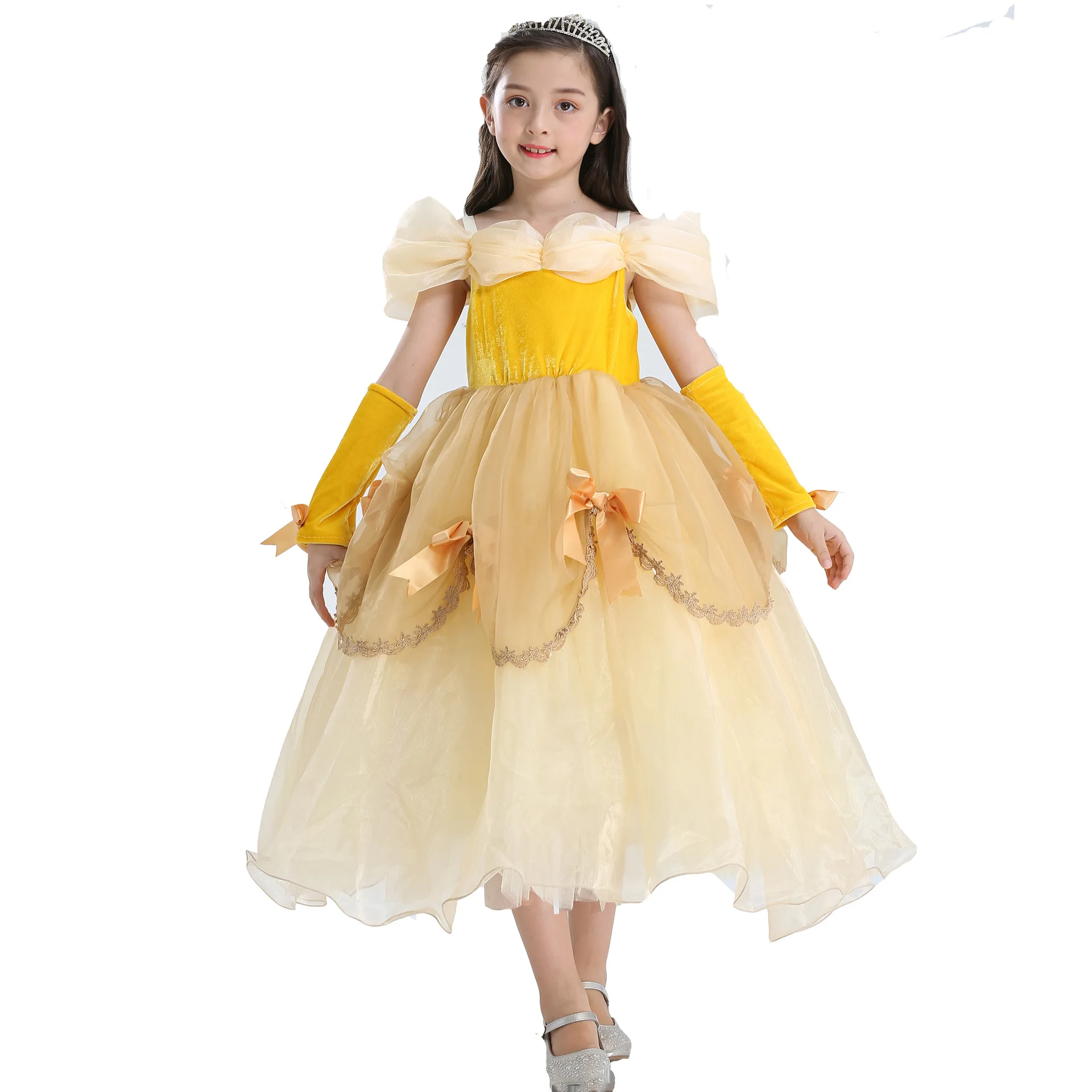 Princess Belle Dress for Girl Kids Floral Ball Gown Child Cosplay Bella Beauty and The Beast Costume Fancy Party girls dress