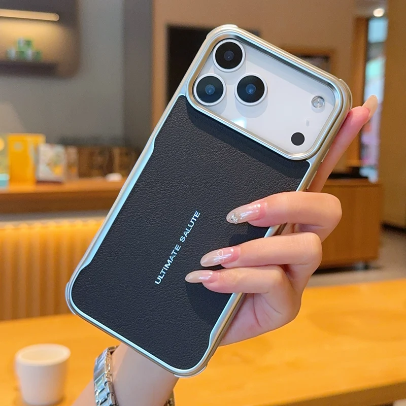 Magnetic Luxury PU Leather Shockproof Case with Metal Frame Protection