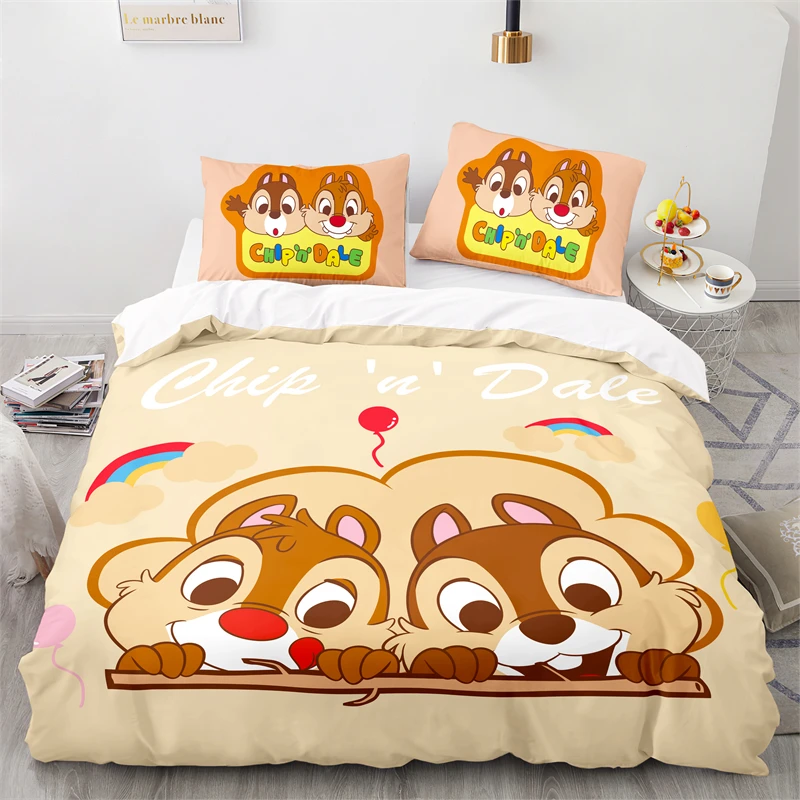 Cute Chip 'n' Dale Character Printed Duvet Cover Set Pillowcase Twin Full Queen King Cartoon 3d Bedding Set Bedclothes Bedding 