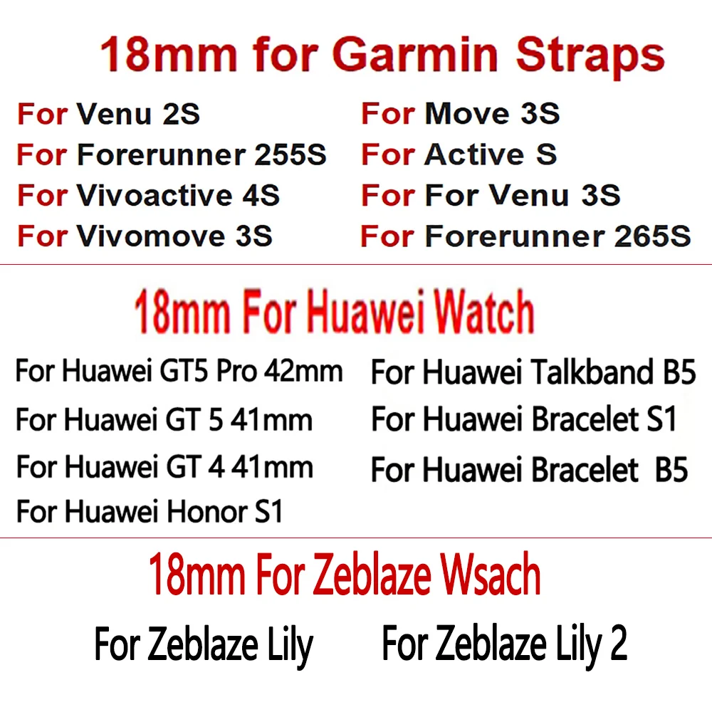 Leather Smart Watch Strap with Rose Gold Buckle – 18mm Bracelet Wristband