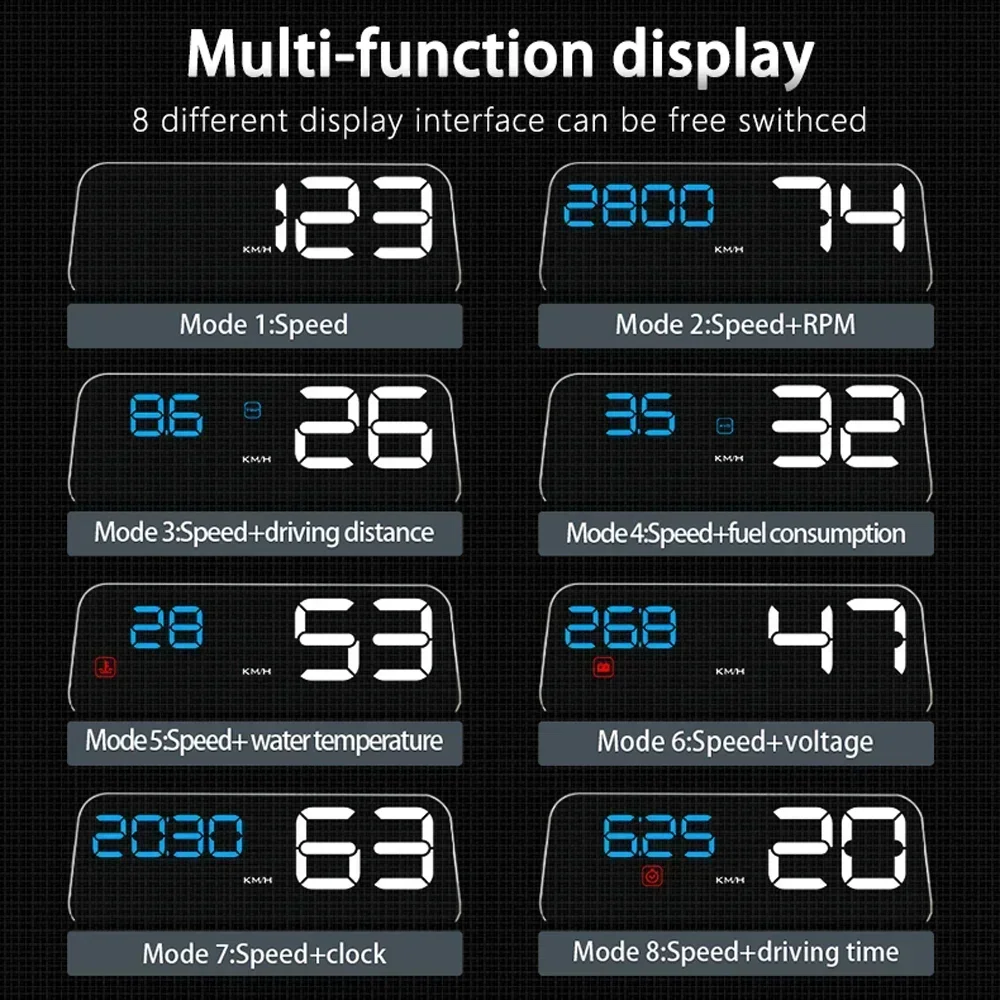 C500 OBD2 Head Up Display Windshield Car Speedometer Projector Accessories T900 GPS HUD for All Car Speed KM/H MPH Customized speed limit emulator display