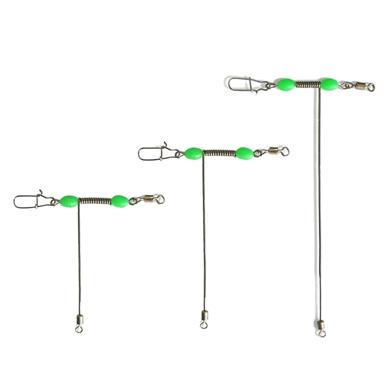 Pack of 10pcs Stainless Steel T Swivels, Luminous Bead Enhanced, 3 Way Fishing Line Swivels Snaps Set For Anglers